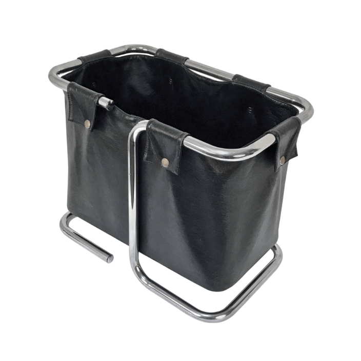 Marcel Breuer Style Leather and Chromed Steel Magazine Rack, 1970s