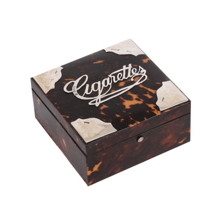 rthur &amp; John Zimmerman or A &amp; J Silver and TortoiseShell Cigarette Box, 1890s