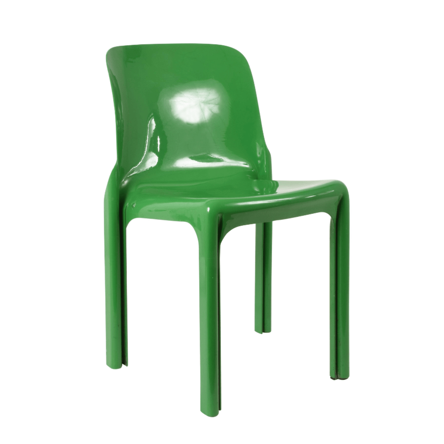 Sedia italiana di Vico Magistretti per Artemide, Selene Chair Green, Italia, 1969